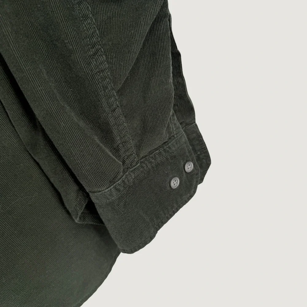Banana Republic Slim Fit Corduroy Shirt Mens Medium Green Long Sleeve Button Up